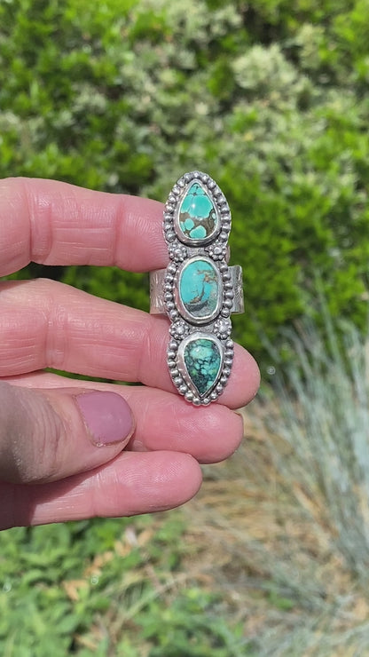 Triple Turquoise Totem Ring