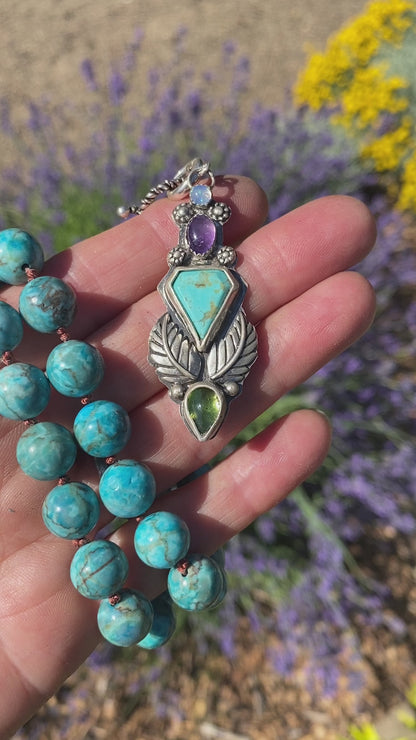 Turquoise Multi Gemstone Beaded Talisman Necklace