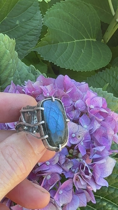 Luna Ring - Organic Prong Set Labradorite