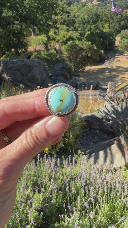 Turquoise Statement Ring - Aqua Blue/Green Turquoise With Amazing Matrix