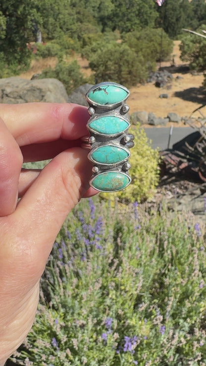 Kingman Turquoise Totem Ring - Adjustable