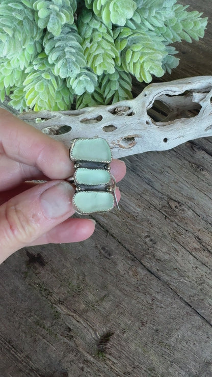 Sounds Of The Sea Ring - Sterling Silver And Natural Sea Glass Triple Stacker Ring