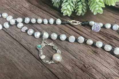 Song Of The Sea- Freshwater Pear Australian Opal, Ethiopian Opal & Kunzite Necklace