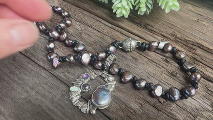 Beachcomber  Necklace- Fresh Water Pearls, Opal & Amethyst