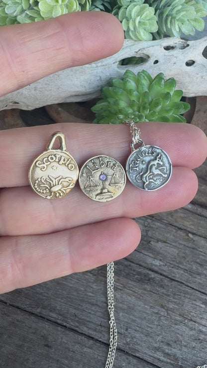 Small Astrology Charm Necklace - Silver Or Gold Astrology Sign Charms