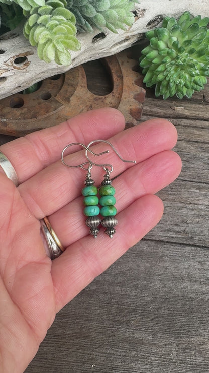 Daily Sky Earrings - Sterling Silver Kingman Turquoise And Navajo Pearl Lightweight Drop Earrings
