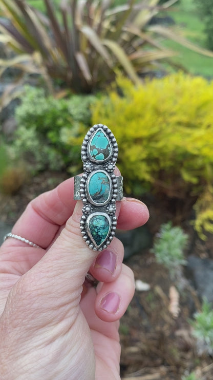Triple Turquoise Totem Ring