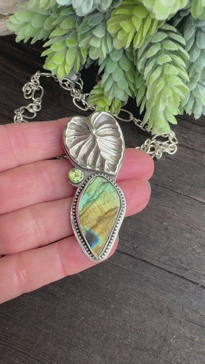 Labradorite, Peridot And Sterling Silver Garden Necklace