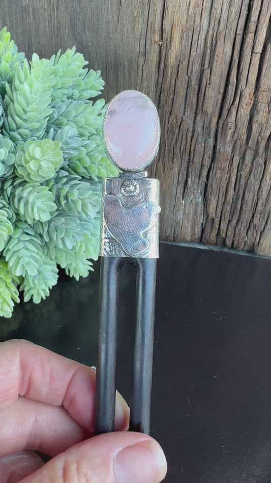 Soft Pink Rose Quartz Peace Hair Stick