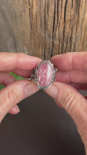 Load and play video in Gallery viewer, Rhodochrosite Everly Ring - Recycled And Reticulated Sterling Silver Hand forged Ring

