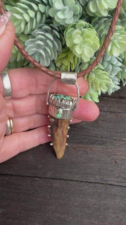 Turquoise And Sterling Antler Pendant