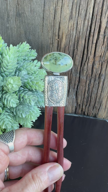 Sea Green Prehnite Hair Stick