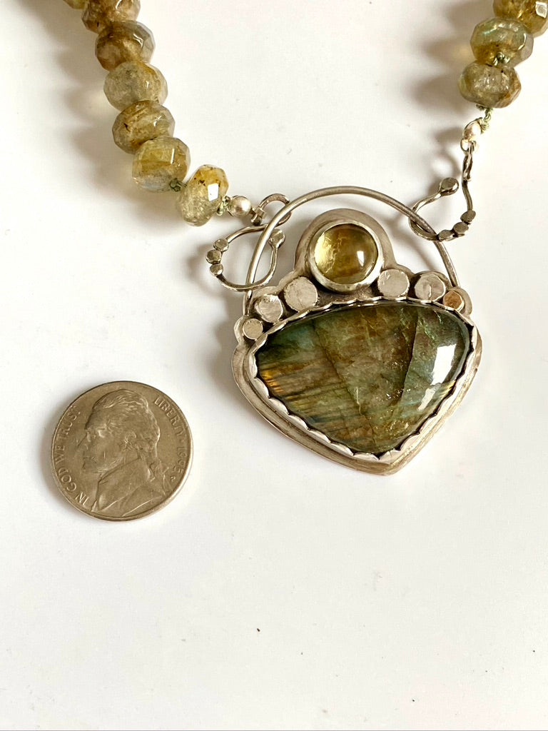 Sterling And Labradorite Beaded Necklace
