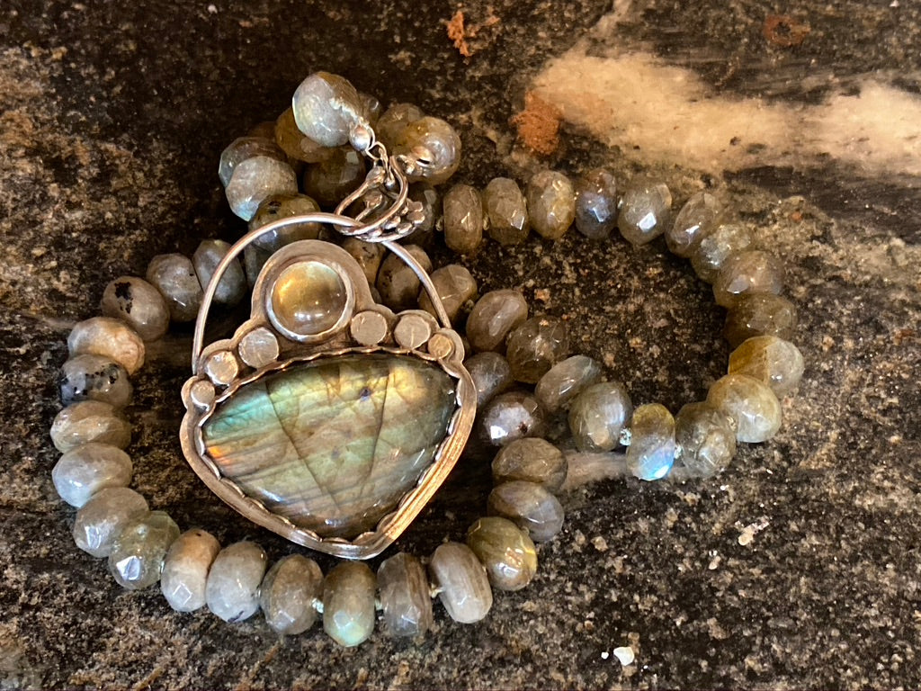 Sterling And Labradorite Beaded Necklace