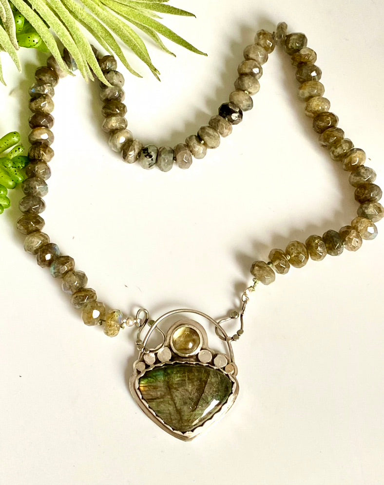 Sterling And Labradorite Beaded Necklace
