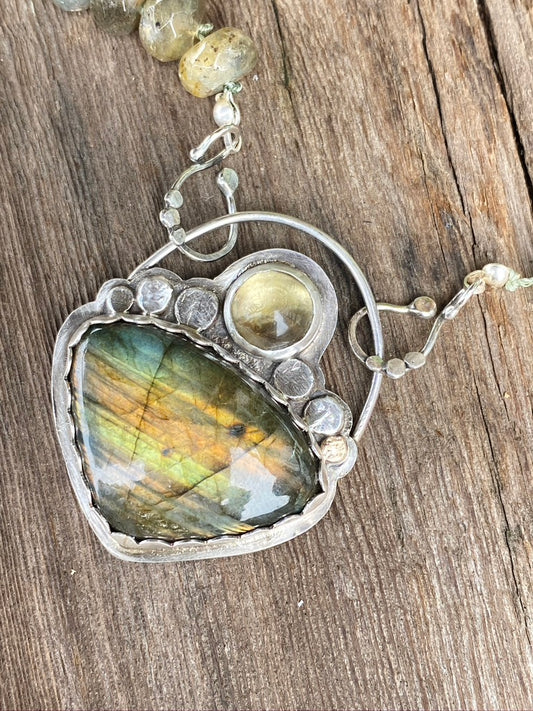 Sterling And Labradorite Beaded Necklace
