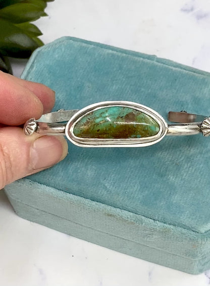 Royston Turquoise And Recycled Sterling Silver Cuff Bracelet