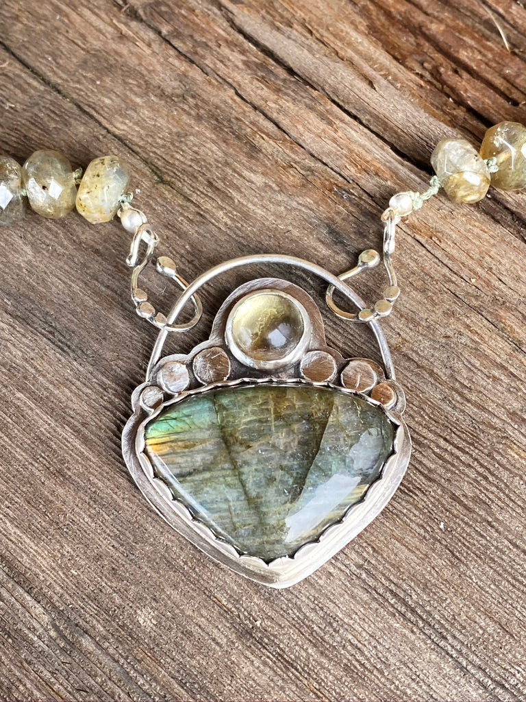 Sterling And Labradorite Beaded Necklace