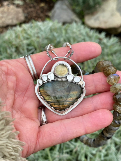 Sterling And Labradorite Beaded Necklace