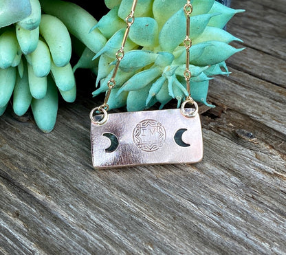 gold labradorite bar necklace