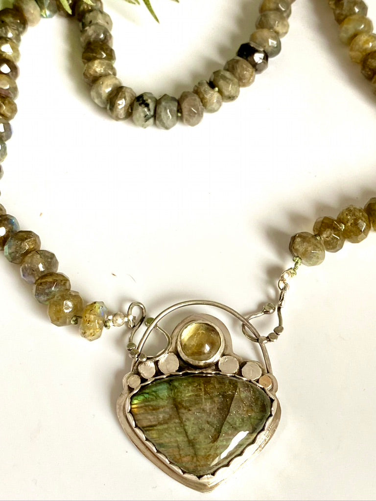 Sterling And Labradorite Beaded Necklace