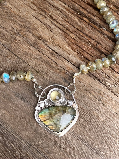 Sterling And Labradorite Beaded Necklace