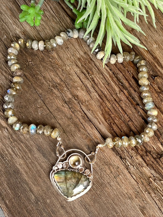 Sterling And Labradorite Beaded Necklace