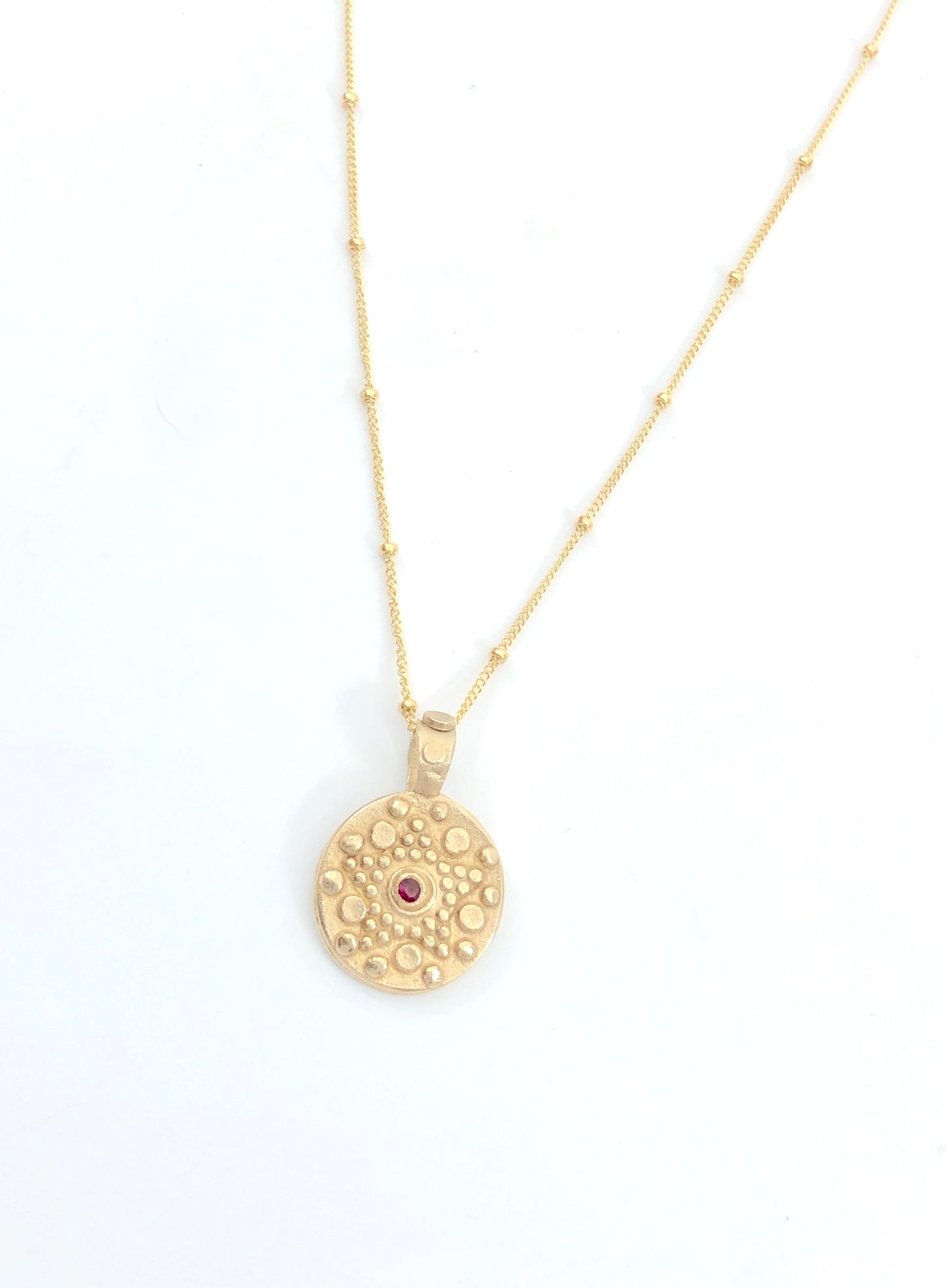 A Star Is Born - Golden Bronze and Ruby Necklace
