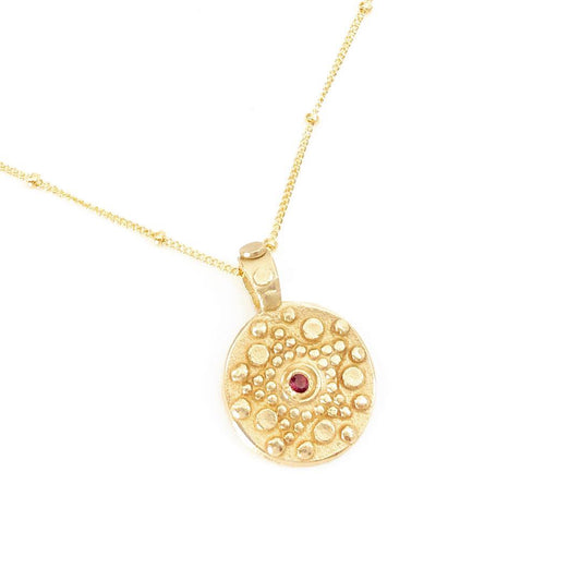 A Star Is Born - Golden Bronze and Ruby Necklace