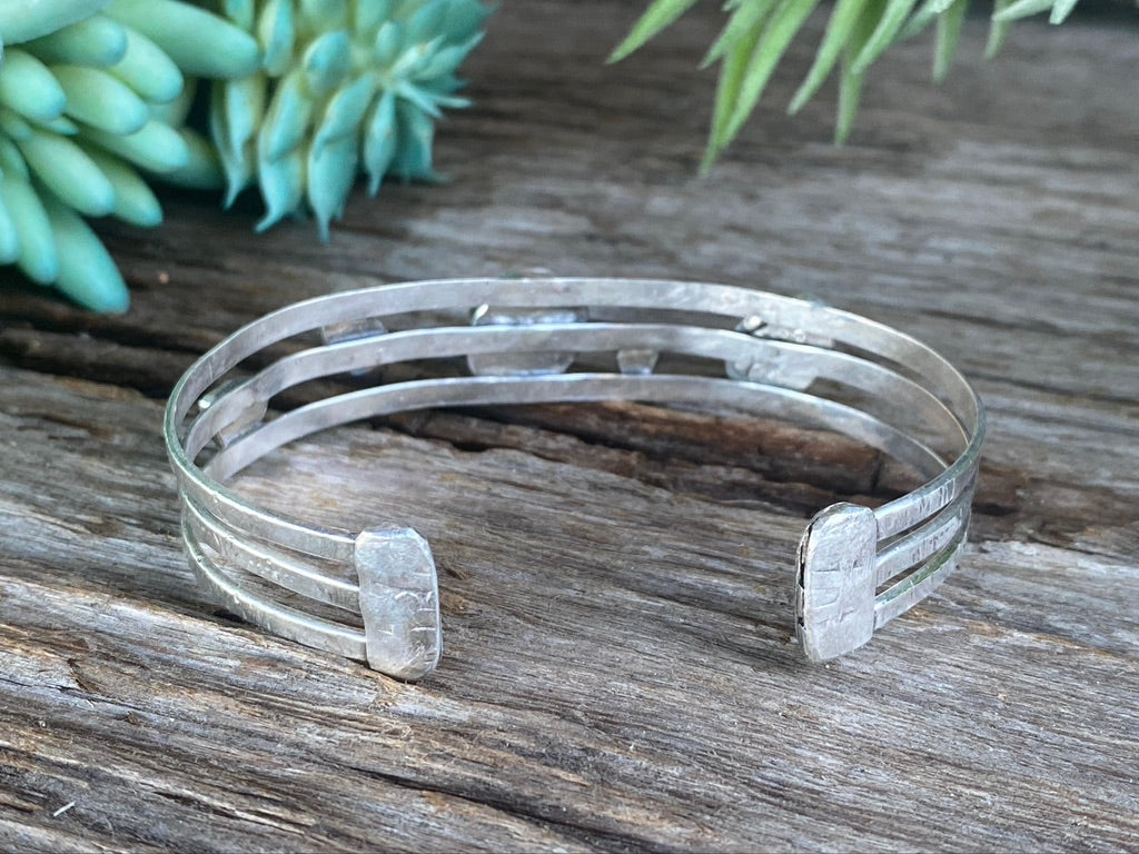 Multiple Gemstone And Sterling Silver Cuff Bracelet With Rainbow Moonstone, Pink And Green Tourmaline, Florite, Emerald - Voice Of The Ocean Cuff