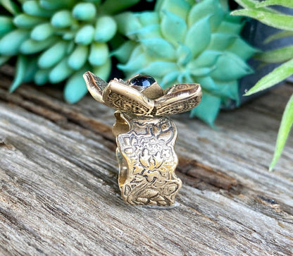 gold lotus flower power statement ring