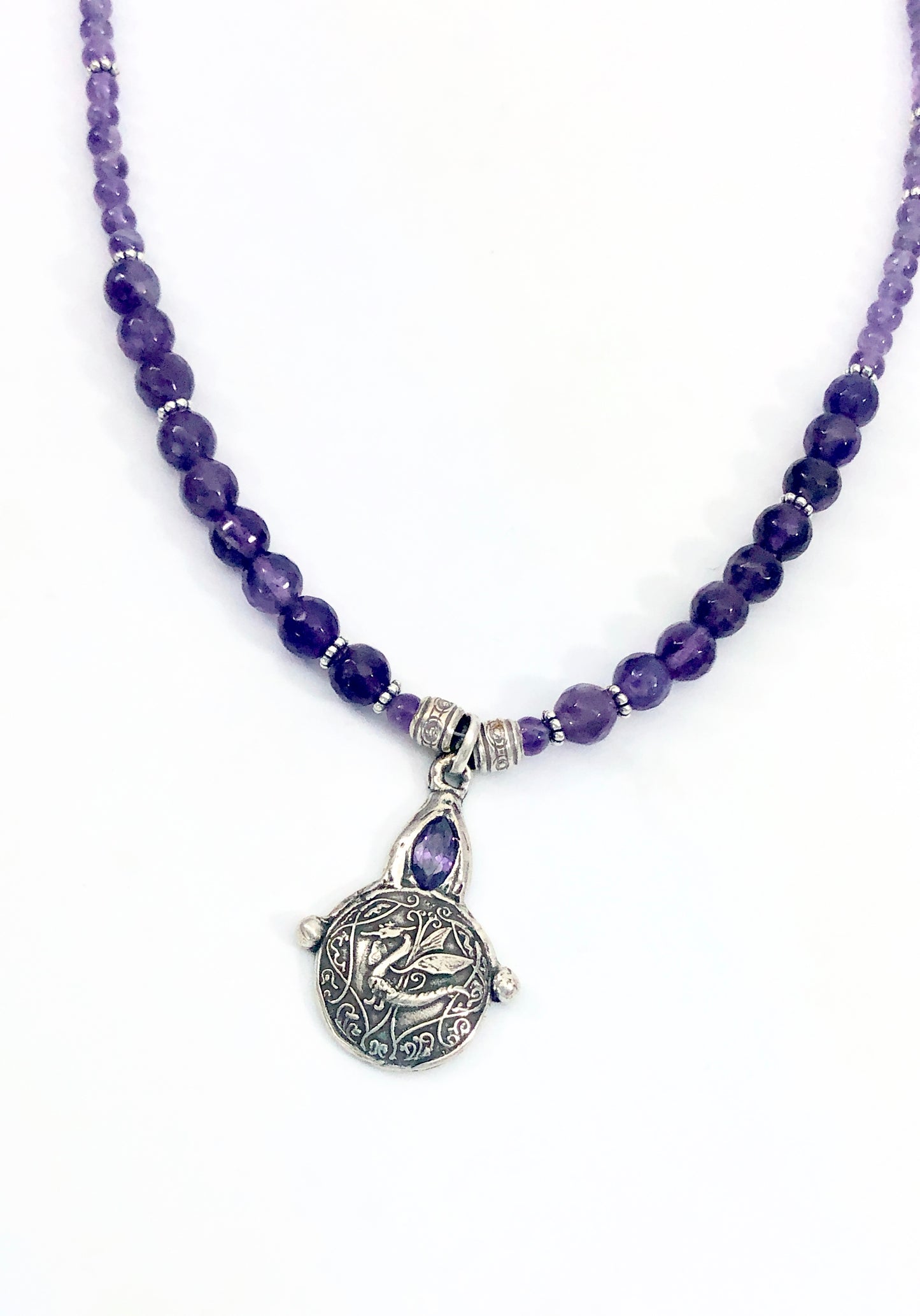 Sterling & Amethyst Dragon Necklace