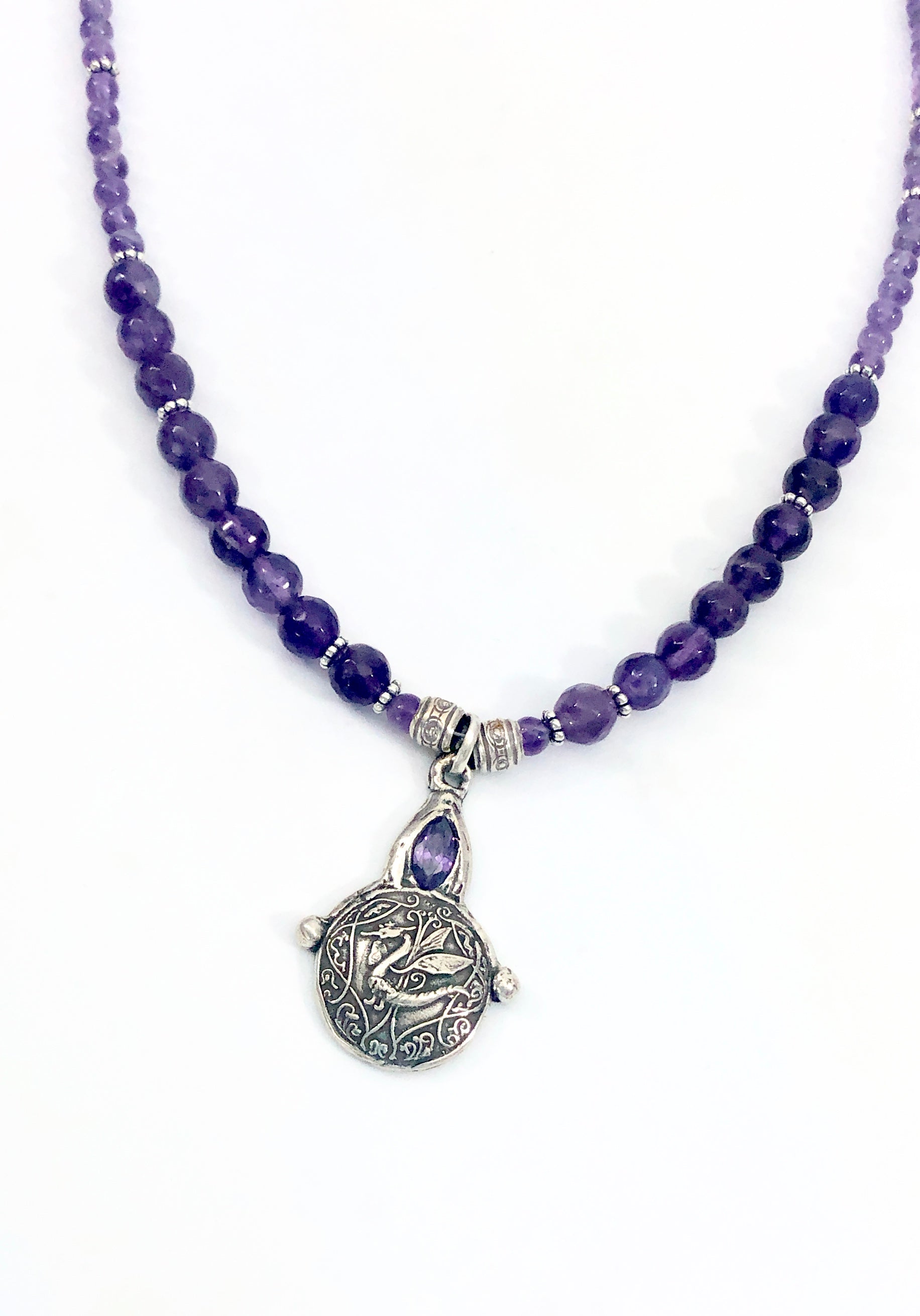 Sterling & Amethyst Dragon Necklace
