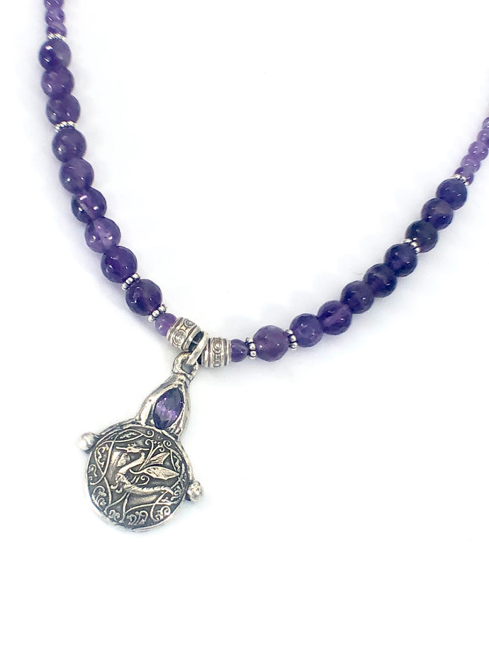 Sterling & Amethyst Dragon Necklace