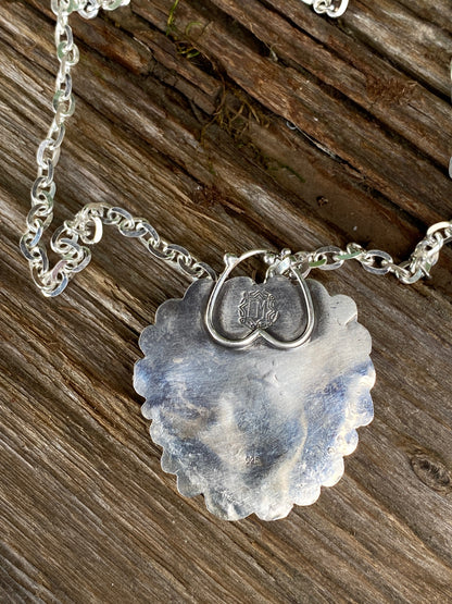 Red Lampwork Glass And Sterling Silver Flaming Heart Aritsan Necklace