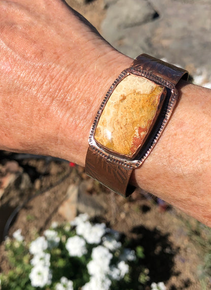 Fossilized Coral And Copper Cuff