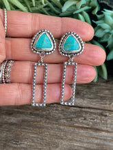 Load image into Gallery viewer, Sterling And Turquoise Beaded Post Dangle Earrings
