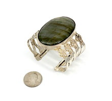 Load image into Gallery viewer, Large Sterling Silver Embellished Labradorite Cuff 
