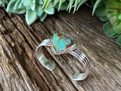 Large Royston Turquoise Heart And Sterling Silver Cuff Bracelet - Hearts Collection