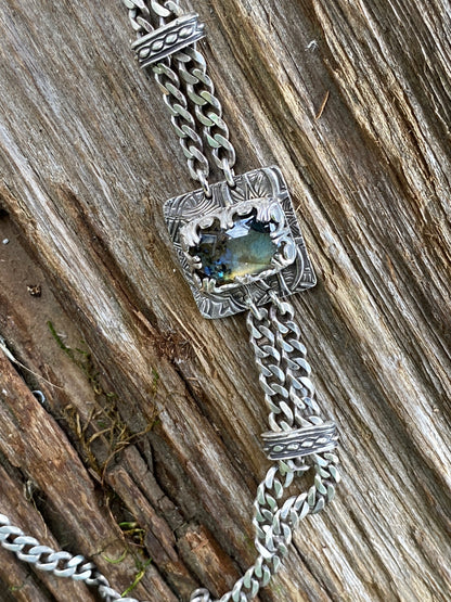Labradorite And Sterling Silver Triple Gemstone Statement Necklace
