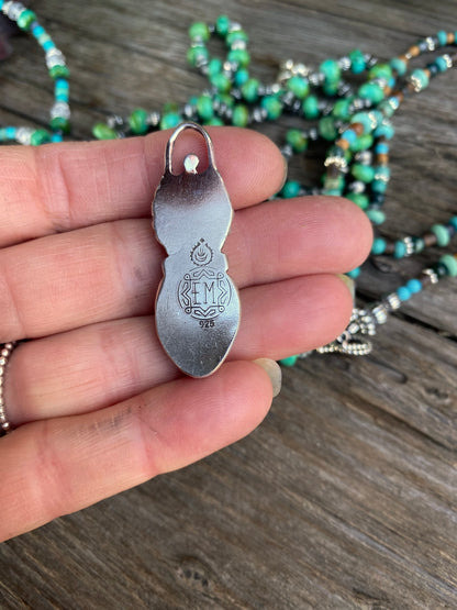 Free Spirit - Kingman Turquoise And Silver Beaded Chain With Matching Pendant