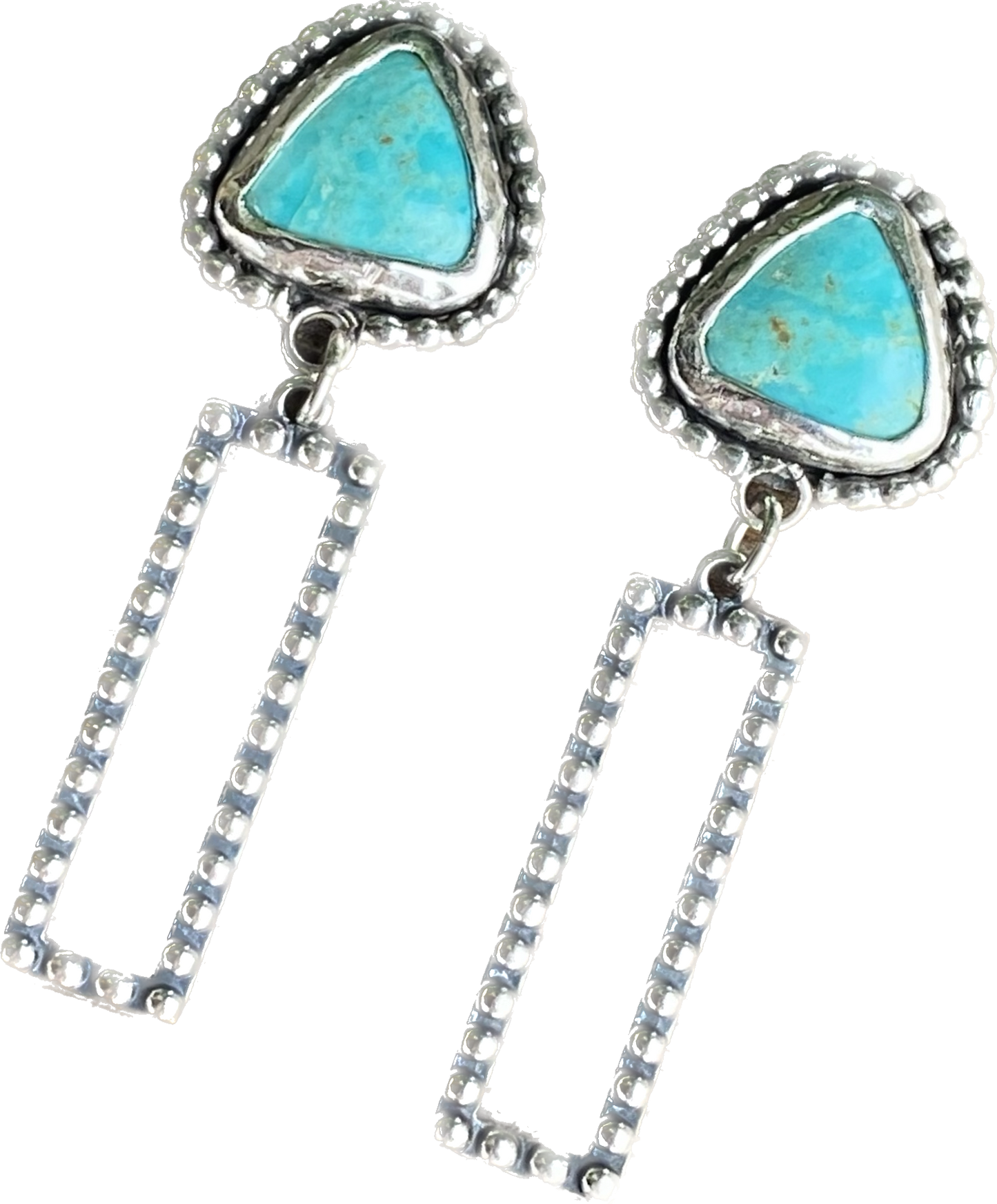 Sterling And Turquoise Beaded Post Dangle Earrings