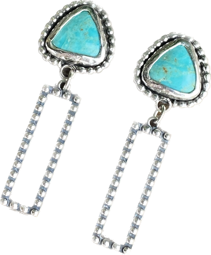 Sterling And Turquoise Beaded Post Dangle Earrings