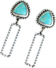 Load image into Gallery viewer, Sterling And Turquoise Beaded Post Dangle Earrings
