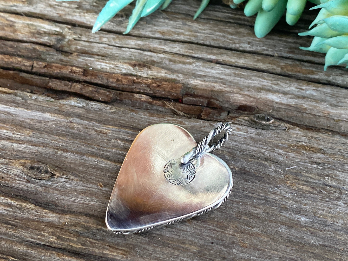 Kingman Turquoise Heart Roped In Twisted Sterling Silver Pendant