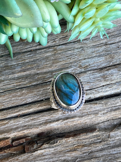 Labradorite And Sterling Silver Celestial Ring