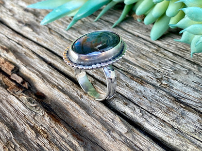 Labradorite And Sterling Silver Celestial Ring