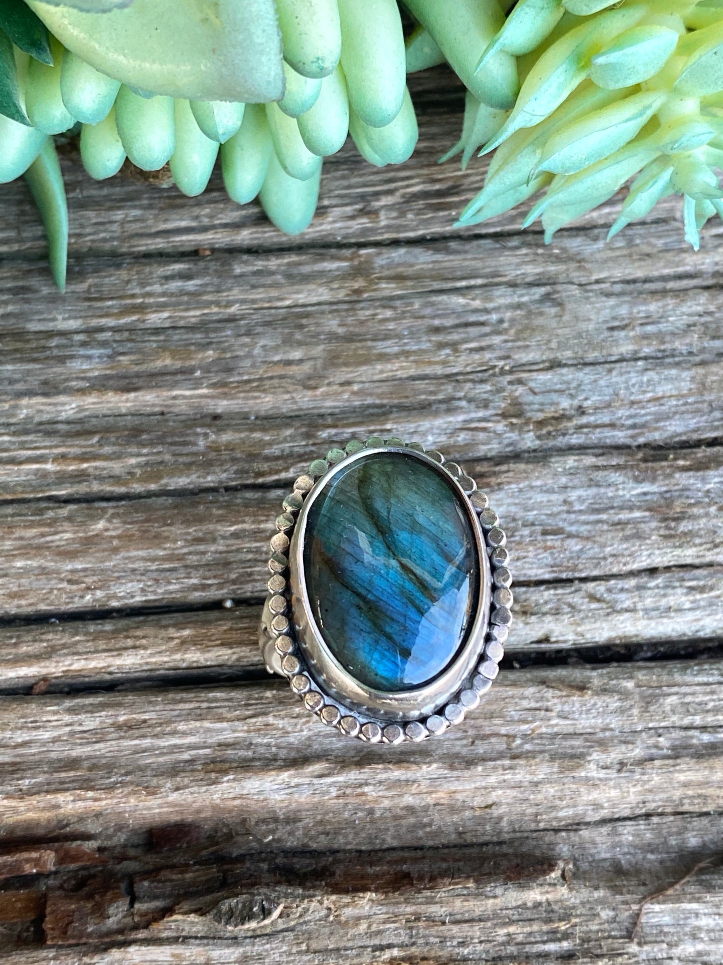 Labradorite And Sterling Silver Celestial Ring
