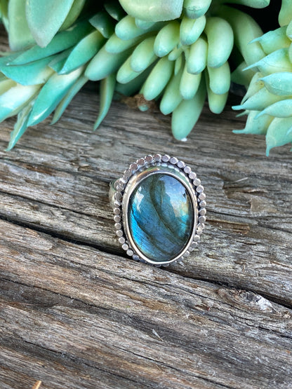 Labradorite And Sterling Silver Celestial Ring