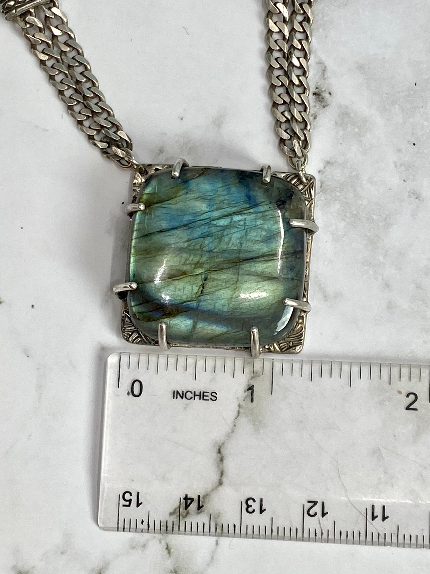 Labradorite And Sterling Silver Triple Gemstone Statement Necklace